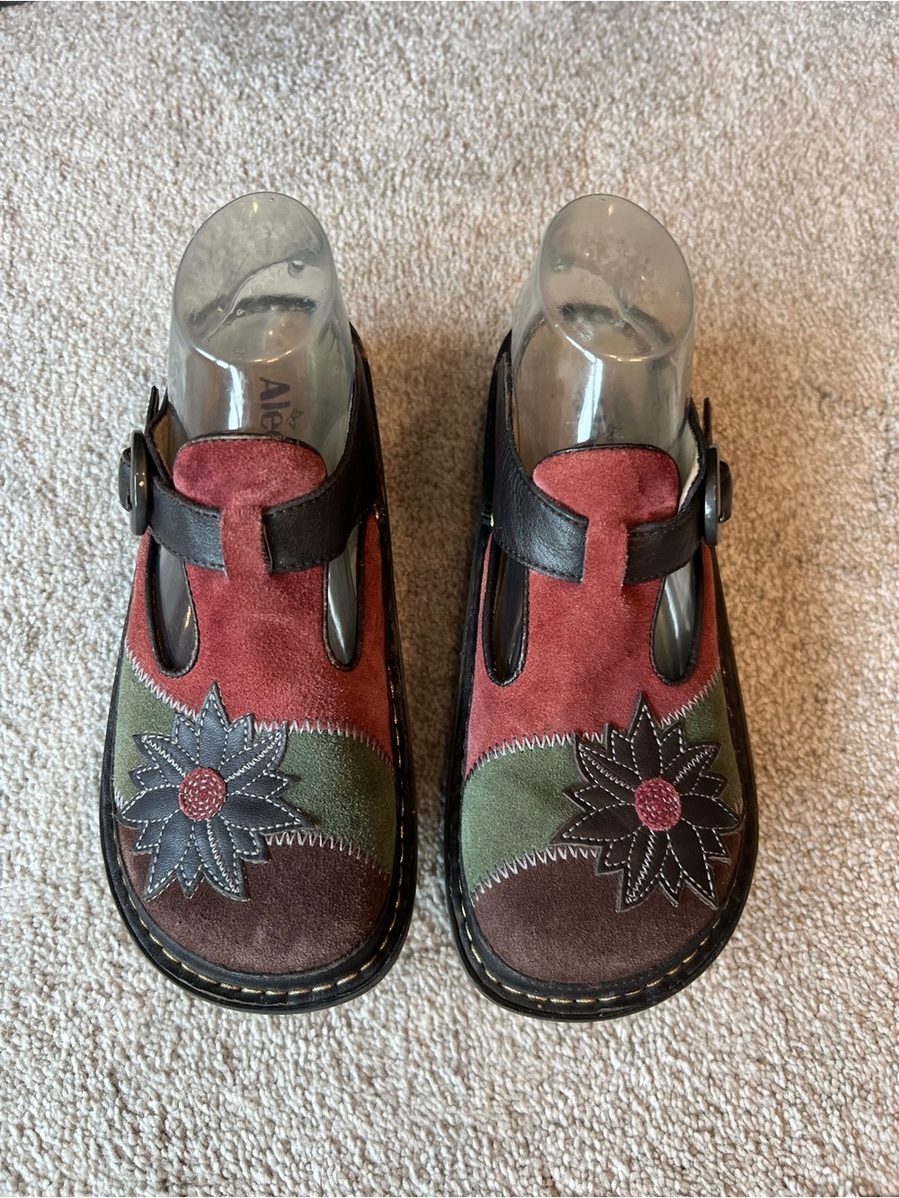 Alegria Multi-Color Floral Suede Clogs - Women's Size 39 - Picture 3 of 8